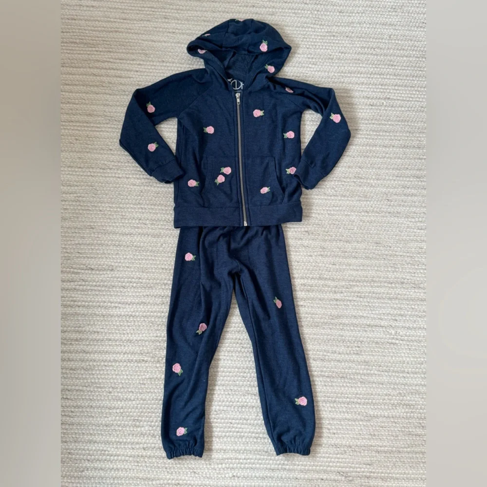 Chaser Girls Blue Floral Sweatsuit - Size 5 Years